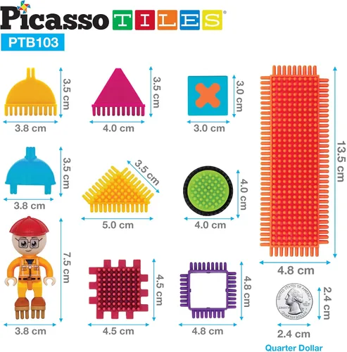 Miniatura 6 de Picasso Toys PTB103 - Bloques con forma de bloque de erizo, juego de azulejos de construcción, juguete de aprendizaje apilable, bloque educativo