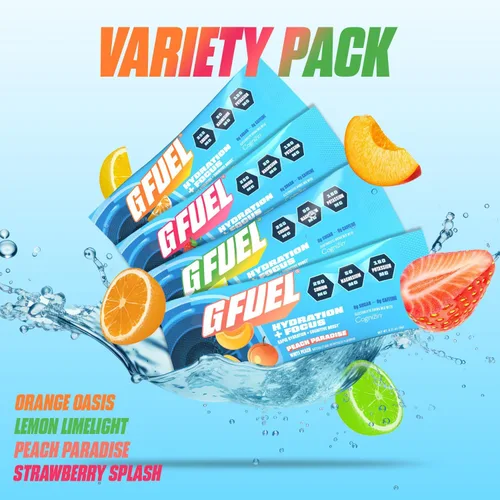 Miniatura 2 de G Fuel Electrolitos en polvo para hidratación y concentración instantáneas Paquete variado de electrolitos sin azúcar de limón, naranja