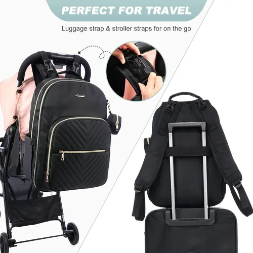 Miniatura 5 de LOVEVOOK - Mochila para pañales con funda acolchada, bolsa para bebé con cambiador y portachupete, bolsas de pañales impermeables para viajes