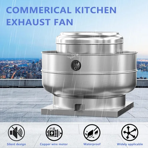 Miniatura 4 de Ventilador de escape centrífugo de accionamiento directo para campana de restaurante 2HP 208-230V Motor monofásico 6300 CFM, certificado ETL