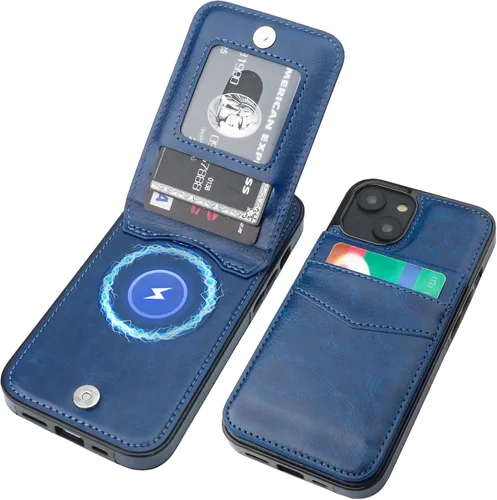 Miniatura 21 de KIHUWEY Compatible con iPhone 14 Funda Cartera con Soporte para Tarjeta de Crédito, Tapa de Cuero Premium con Cierre Magnético Soporte Funda
