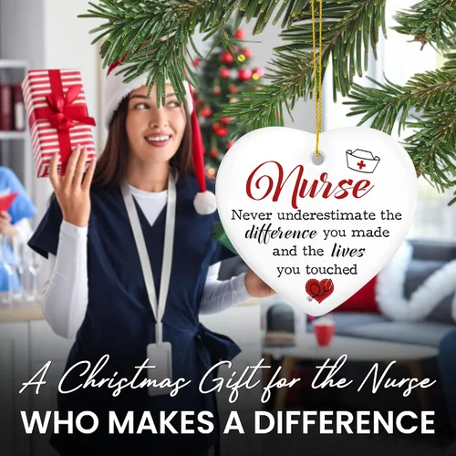 Miniatura 2 de GEEMBI Regalos de Navidad para Enfermeras Mujeres - Adornos Navideños Cerámicos 2025 para Decoración de Árbol - Regalos de Agradecimiento