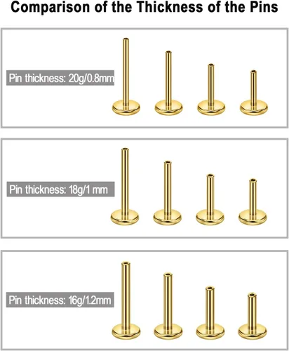 Miniatura 4 de FANSING 316L Surgical Steel Threadless Push Pin Labret Studs