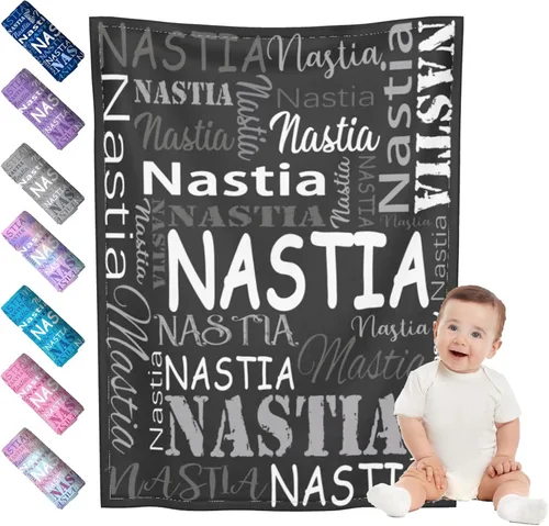 Miniatura 17 de Mantas de bebé personalizadas para niño y niña, manta de bebé personalizada con nombre para niños y adultos, mantas suaves personalizadas