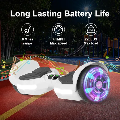 Miniatura 4 de Scooter, luces LED Bluetooth y Corlorful, potencia de rango de 7.5 mph y millas por motor dual de 250 W, regalos para niños y adultos, niñas y niños