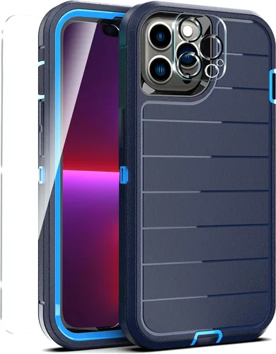 Miniatura 27 de YmhxcY Funda para iPhone 12/iPhone 12 Pro [2 Protectores de Pantalla de Vidrio Templado] Cubierta Duradera de 3 Capas A Prueba de Caídas/Funda