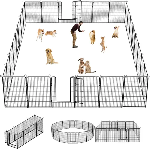 Miniatura 11 de Corralito para perros, 40 pulgadas de altura, 14 paneles de valla resistente para perros con puerta, corral de ejercicio antioxidante para perros