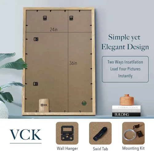Miniatura 3 de VCK Juego de 3 portarretratos de madera negra de 8 x 10 pulgadas con exclusiva veta de madera, marco para el hogar, estudio y galería, mesa o colgar