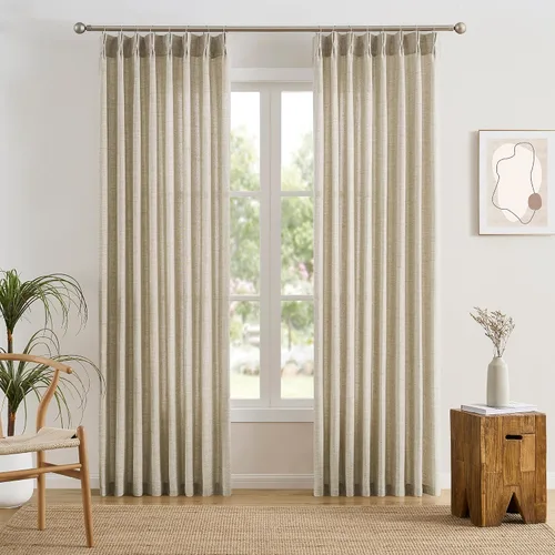 Miniatura 27 de RAIN CITY - Juego de 2 cortinas de 45 pulgadas de largo con plisado con pellizco, cortinas semitraslúcidas para dormitorio, cuarto de bebé