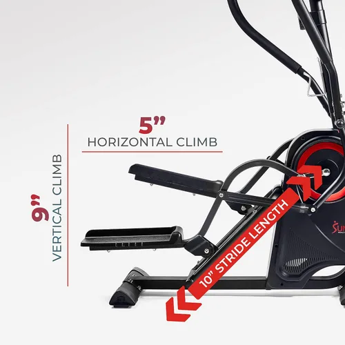 Miniatura 6 de Sunny Health & Fitness Cardio Climber Stepping Máquina de ejercicio elíptica para el hogar con 8 niveles de resistencia magnética, monitor de Negro