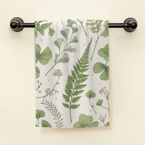 Miniatura 3 de HGOD DESIGNS Toallas de mano de baño suaves 100% algodón con diseño de hojas verdes y helechos para baño, cocina, hotel, spa, 15 x 30 pulgadas
