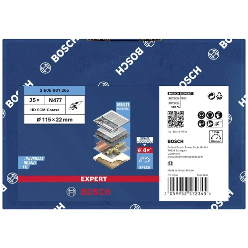 Miniatura 2 de Bosch 1 discos Expert N477 SCM (para láminas de acero, acero inoxidable, Ø 4.528 in, grueso, accesorio profesional, amoladora angular pequeña)