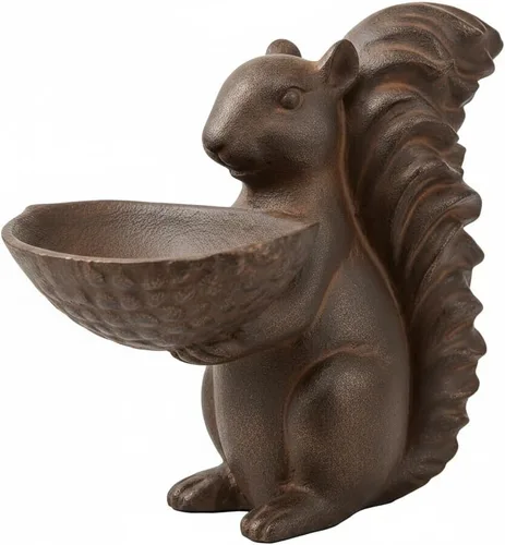 Comfy Hour Figura decorativa de ardilla con cuenco de bellota de 8.5 pulgadas, estatua de vida silvestre hecha a mano para jardín y hogar al aire