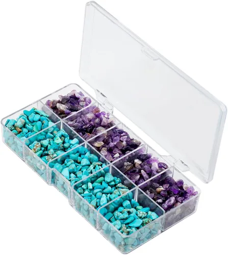 Miniatura 2 de mookaitedecor Piedras rodadas de cristal, 17.64 oz de mezcla de amatista y howlita azul turquesa para cabaña, Tumbling, juego de curación