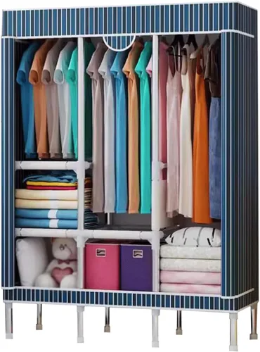 Miniatura 9 de large closets Portable Wardrobe Closet with Pattern Cloth Cover Closets for Bedroom Hanging Closet Saves Space Steel Rack Large Closet Space-saving