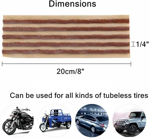 Miniatura 2 de Chrov 100 tapones para neumáticos, tapones de reparación de neumáticos de goma para neumáticos todoterreno sin cámara, automóvil, ATV, UTV, Negro