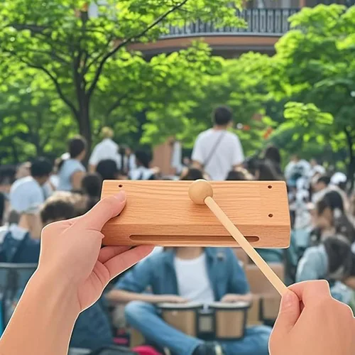 Miniatura 7 de Juego de 2 instrumentos musicales de bloques de madera con mazo, bloques de ritmo de madera maciza para crear un tono fuerte y resonante