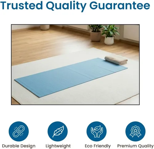 Miniatura 10 de LFH Home - Tapete de yoga de algodón hecho a mano para ejercicio, entrenamiento, fitness, perfecto y de alta calidad, ecológico, tejido de algodón