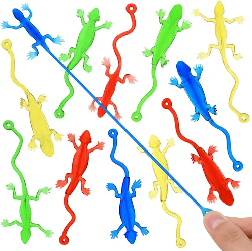 STOBOK 24 juguetes de lagarto pegajosos – Figuras elásticas de Gecko y juguete adhesivo para niños, recuerdos de fiesta de arrastre de pared,