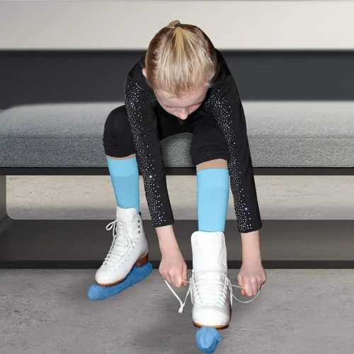 Miniatura 6 de CRS Cross Calcetines de patinaje artístico 2 pares de medias altas hasta la rodilla para patines de hielo calcetines de patinaje con pies medias