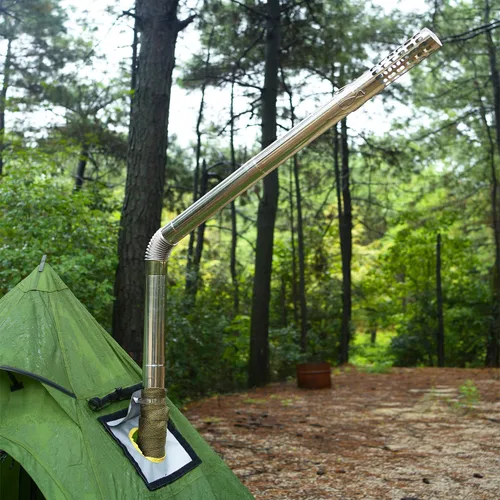 Miniatura 5 de Tubo de estufa engrosada para acampar 2.36 pulgadas de acero inoxidable 4 tubos de estufa 14.2 "/ 36 cm Estufa de tienda de campaña Chimenea Tubo
