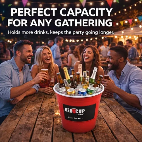 Miniatura 4 de Red Cup Living Cubo de hielo grande para fiestas, enfriador de bebidas aislado de 201 onzas para fiestas, bar y cocina, cerveza de plástico