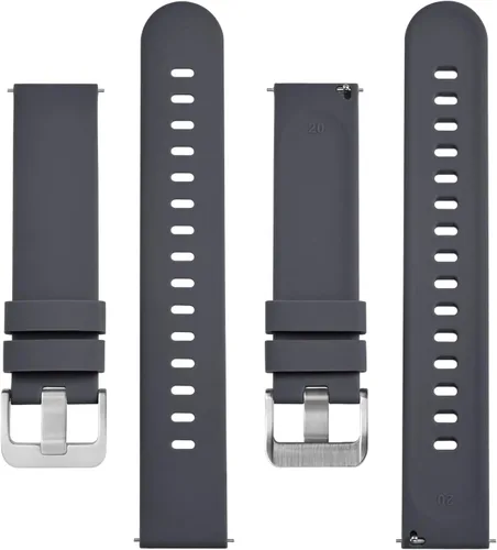 Miniatura 101 de BISONSTRAP Correas de reloj de silicona, correas de reloj delgadas con liberación rápida, 0.787 in, negro con hebilla negra