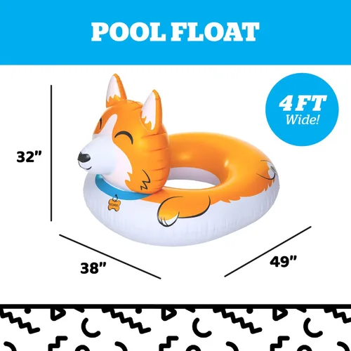 Miniatura 3 de Flotador gigante de Corgi para piscina, gran animal inflable para montar en la piscina, tumbona para fiesta en la piscina para diversión de verano