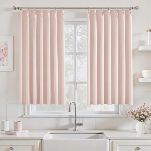 Miniatura 33 de UHITECH Cortinas opacas cortas de 35 pulgadas de largo, plisadas, opacas, para ventanas pequeñas, con aislamiento térmico, cortinas reductoras