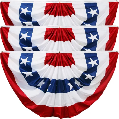 Miniatura 9 de HOOSUN Decoraciones del 4 de julio, banderines de bandera estadounidense para exteriores, decoraciones patrióticas del 4 de julio de 1.5 x 3 pies
