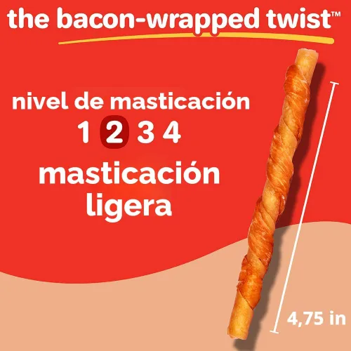 Miniatura 6 de Hartz Nuevos Oinkies Twists Envueltos en Tocino, Masticas Carnosas Verdaderas con 100% Tocino Real y Sin Piel de Res, 14