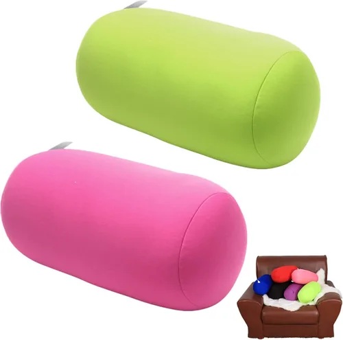 Miniatura 12 de ASkinds 2 almohadas cilíndricas cómodas de rollo de microperlas Jelly Bean Bed Pillow Tube Pillow Cojín para cabeza, cuello, soporte de espalda