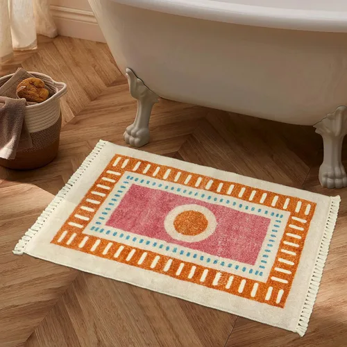 Miniatura 17 de Lukinbox Alfombra bohemia para sala de estar, 3 x 5 pies, lavable a máquina, alfombra de dormitorio, súper suave, antideslizante, color naranja