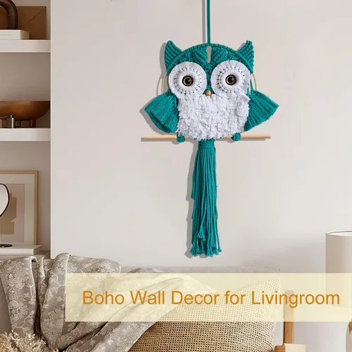 Miniatura 8 de ACEDSGN Tapiz de macramé para colgar en la pared, diseño bohemio hippy, tapiz hecho a mano, decoración de pared para cuarto del bebé, dormitorio