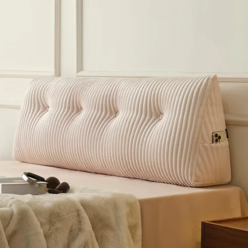 Miniatura 16 de Z-hom Almohada de cuña grande para cabecero, almohada triangular para cabecero tamaño king, almohada de lectura para cama con una almohada enrollada