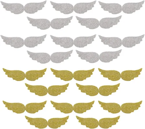 KESYOO 20 parches de alas de ángel con lentejuelas para coser con diamantes de imitación bordados con diamantes de imitación para reparación de