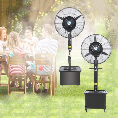Ventiladores de nebulización de patio de 26 pulgadas para exteriores, ventilador de enfriamiento de pedestal 3 velocidades, oscilación de 90°, color