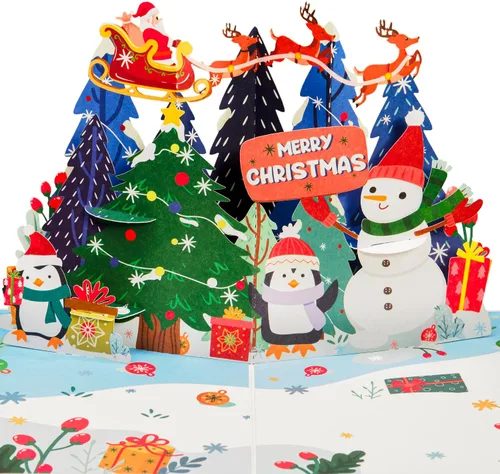 Paper Love Frndly Tarjeta Emergente de Navidad, Noche de Navidad 3D, Regalo para Navidad o Vacaciones - 100% Reciclada y Ecológica, Cubierta de 5" x
