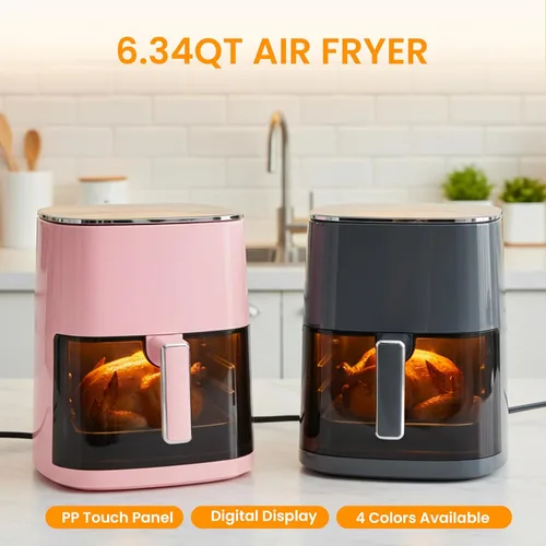 Miniatura 7 de HealSmart Horno freidora de aire digital 12 en 1 de 6.34 cuartos de galón, horno de convección multifunción de 1700 W con ventana de visión, cesta