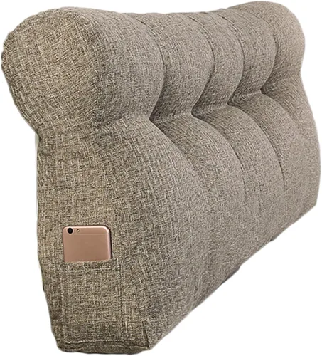 Miniatura 13 de Cojín triangular grande para cabecero de lectura, almohada para reposo en cama, respaldo triangular, respaldo de forro polar, soporte de Café