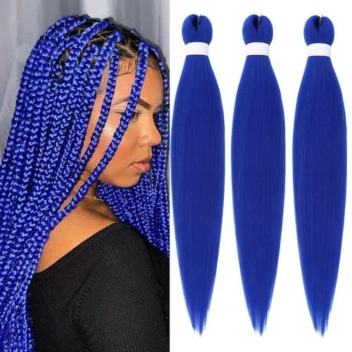 Miniatura 12 de Extensiones de cabello trenzado preestiradas para mujer, trenzas de caja, suave, sintético, sin nudos, textura Yaki, ajuste de agua caliente