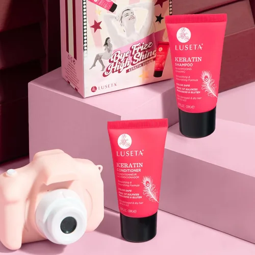 Miniatura 8 de Luseta - Juego de champú y acondicionador de viaje de queratina para cabello seco, dañado o tratado con color, suavizar e hidratar, mini kit