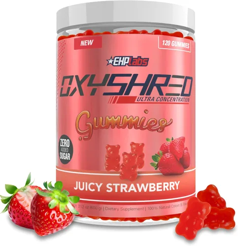 Miniatura 10 de EHP Labs OxyShred Gummies - Gomitas preentrenamiento y masticables energéticos con 100 mg de cafeína, L-carnitina para apoyo térmico y metabólico