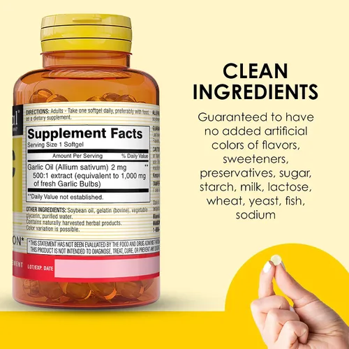 Miniatura 5 de MASON NATURAL Aceite de ajo de 1000 mg, corazón saludable, apoya la función circulatoria, mejora la salud cardiovascular, 100 unidades, paquete de 3