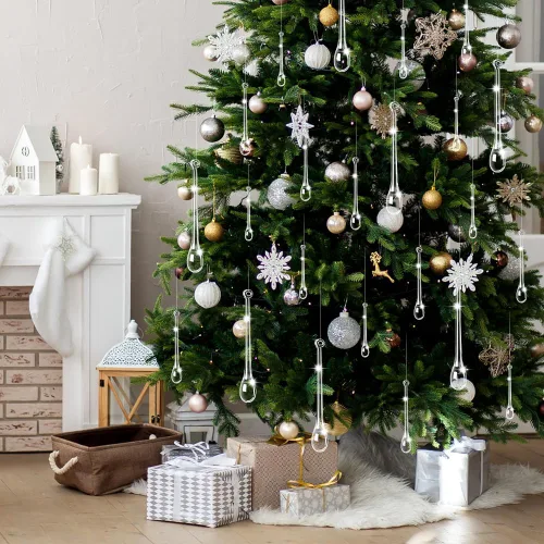 Miniatura 6 de DULEFUN 42 piezas de decoraciones de cristal para árbol de Navidad, 3 estilos, acrílico transparente, árboles de Navidad, carámbanos, adornos