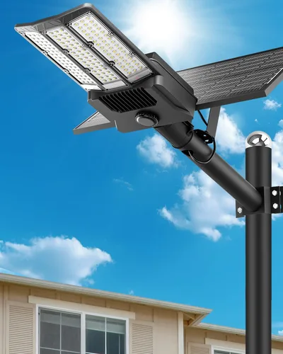 Luces solares de calle de 8000 W para exteriores, luces de estacionamiento comercial del atardecer al amanecer IP67, luz solar al aire libre con