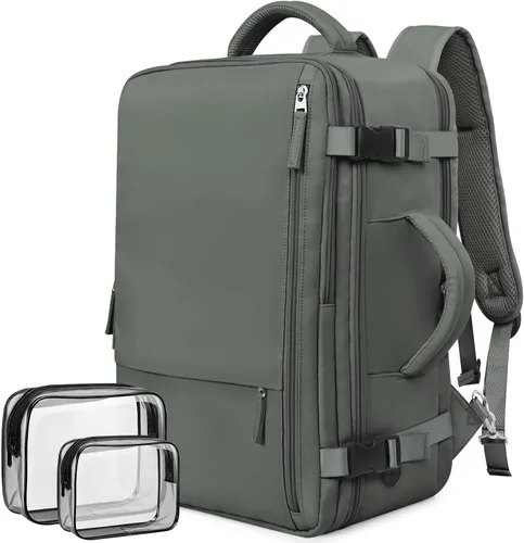 Rinlist - Mochila para computadora portátil de viaje, mochila de cabina para hombres y mujeres, aprobada para vuelos, mochila escolar universitaria,