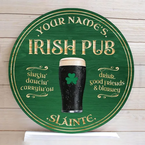 Miniatura 8 de ARTSY WOODSY Letrero de madera de pub irlandés personalizado (no tallado real), decoración del día de San Patricio, accesorios de placa de arte