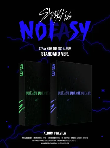 STRAY KIDS : NOEASY [Standard Ver - A TYPE] 2º álbum CD+Tarjeta fotográfica de doble cara+Póster de unidad+pegatina+Photocards+Photobook+Lyrics