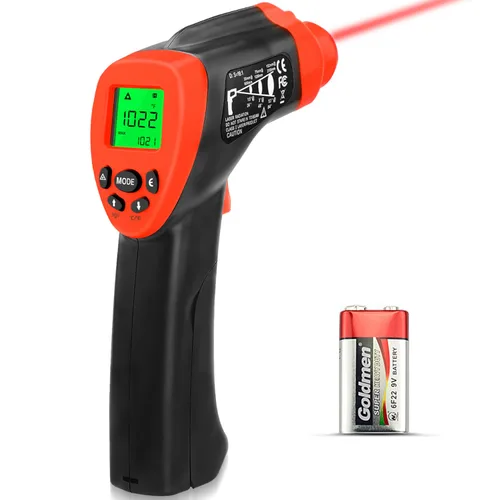 Pistola de termómetro infrarrojo, pistola de temperatura térmica láser DS=16:1 para cocinar, horno de pizza, motor HVAC, pistola de temperatura